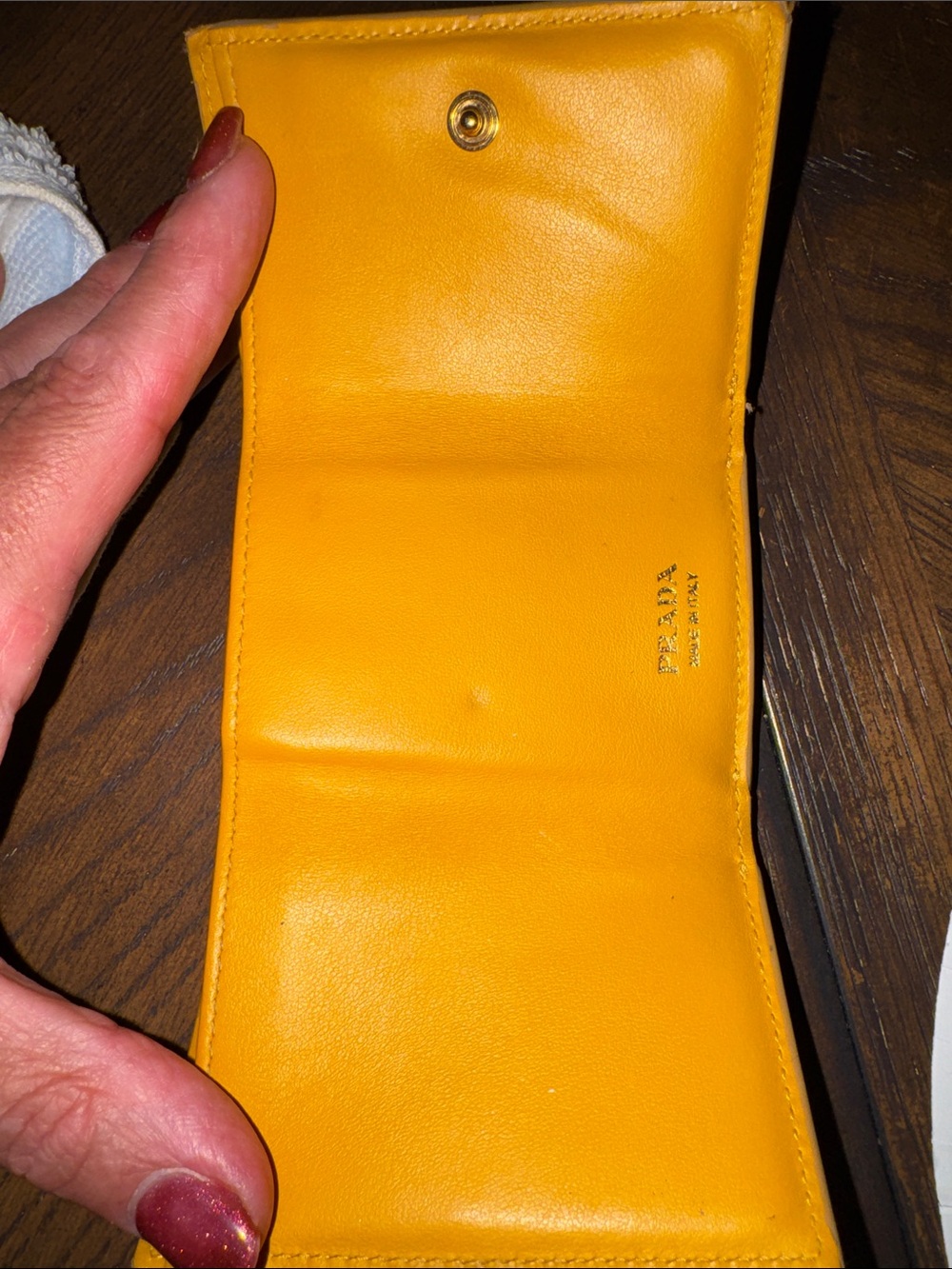 Prada Yellow Saffiano Leather Bow Continental Wallet - Picture 4 of 9